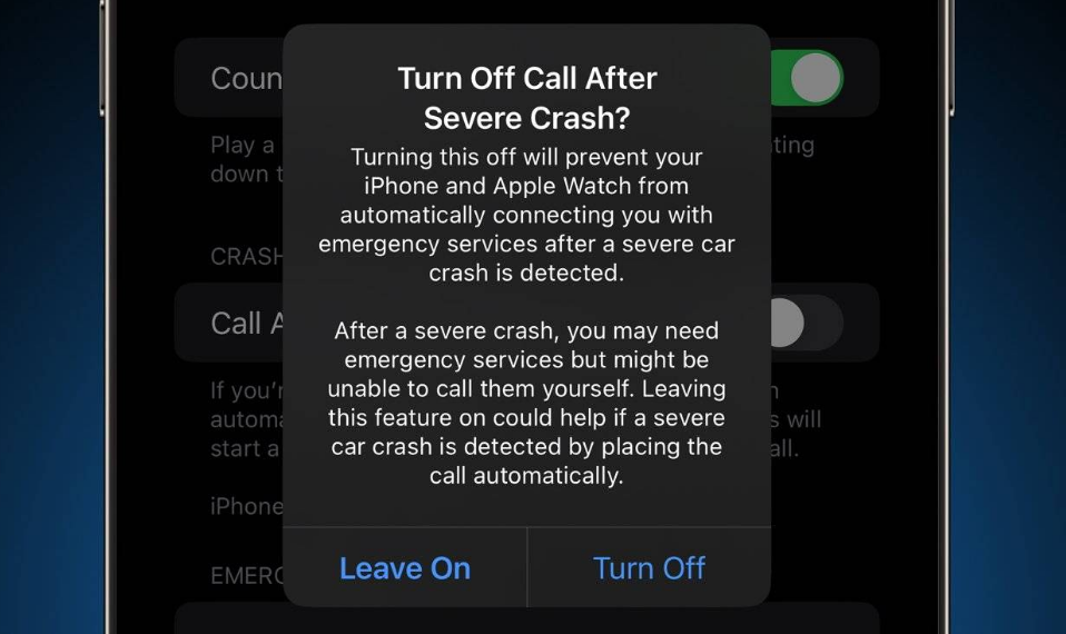 营根镇苹果14维修分享 iPhone 14 和 Apple Watch 上关闭崩溃检测 