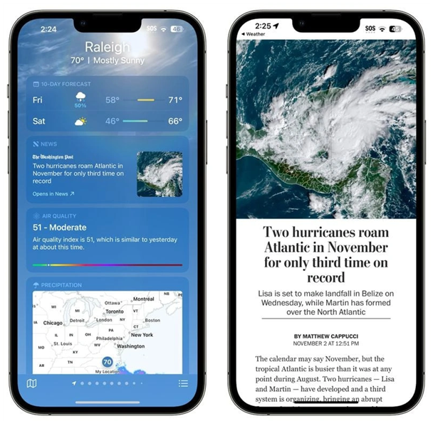 营根镇苹果14维修分享iPhone 14手机如何看天气时顺带看新闻 