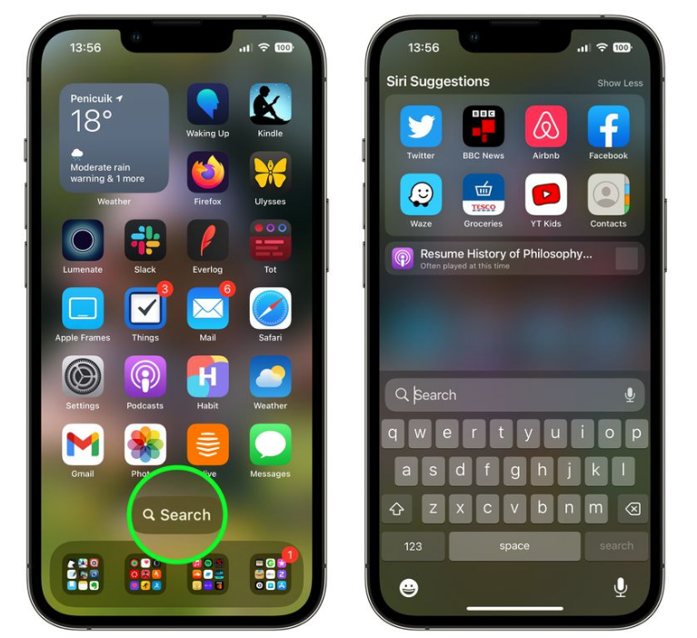 营根镇苹果手机维修分享升级到 iOS 16 后，如何删除主屏幕上的搜索按钮 
