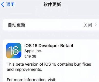 营根镇苹果手机维修分享iOS16 Beta4 更新内容及升级建议 