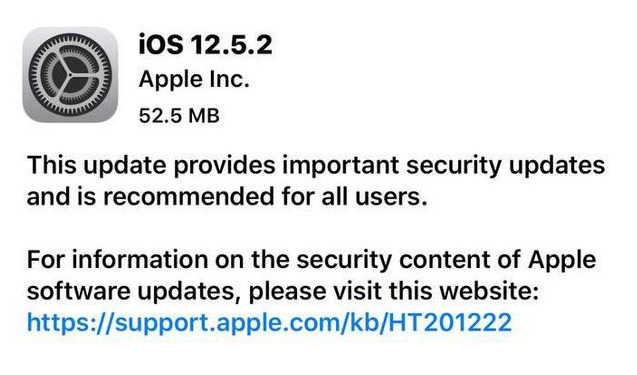 营根镇苹果手机维修分享iOS12.5.2发布，建议所有老苹果用户安装 